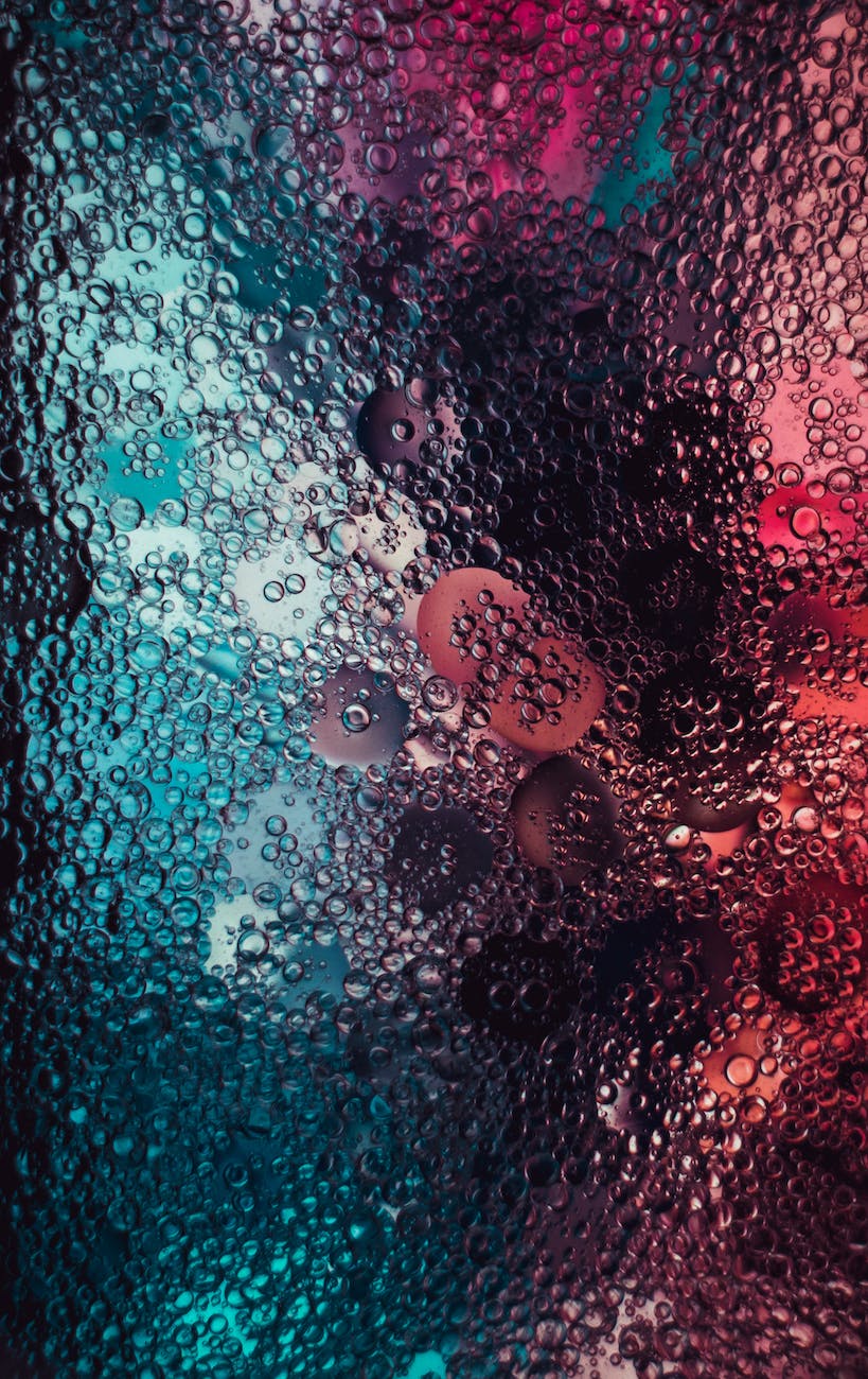 red and blue water droplets